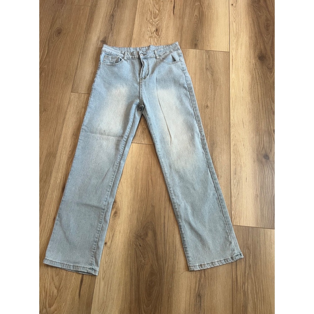 Women's Light Wash Wide Leg Jeans Size 18-2 High Rise Blue Denim Casual Pants